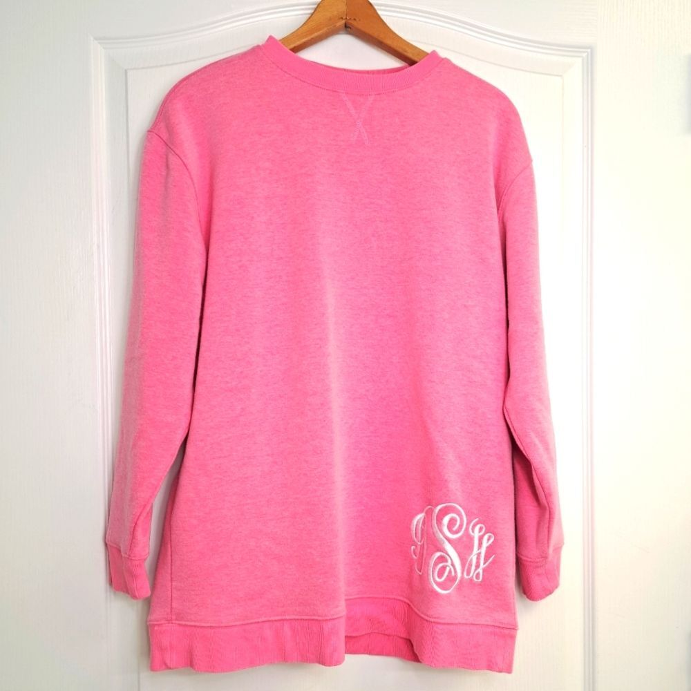 MarleyLilly Pink Oversized Crew Sweatshirt Monogram